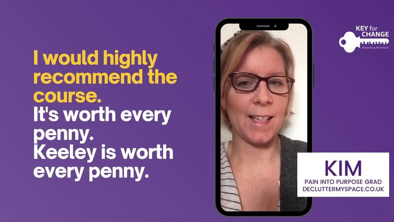 Kim, a Pain into Purpose graduate, recording her video testimonial